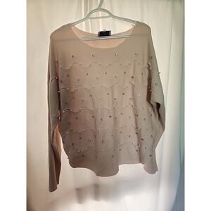 LIV Milano Super Soft Sweater Women’s Size L Pink With Rhinestones